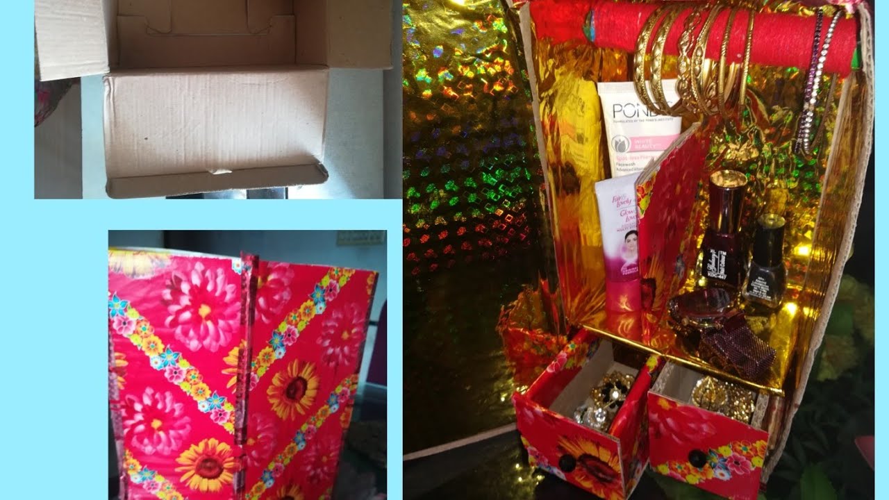 craft using waste shoe box|| bangle box - YouTube