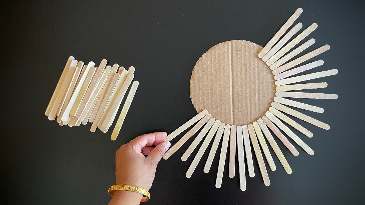 Unique Wall Hanging Craft Using Ice Cream Sticks / Home Decoration ideas /  DIY Mirror Wall Decor 