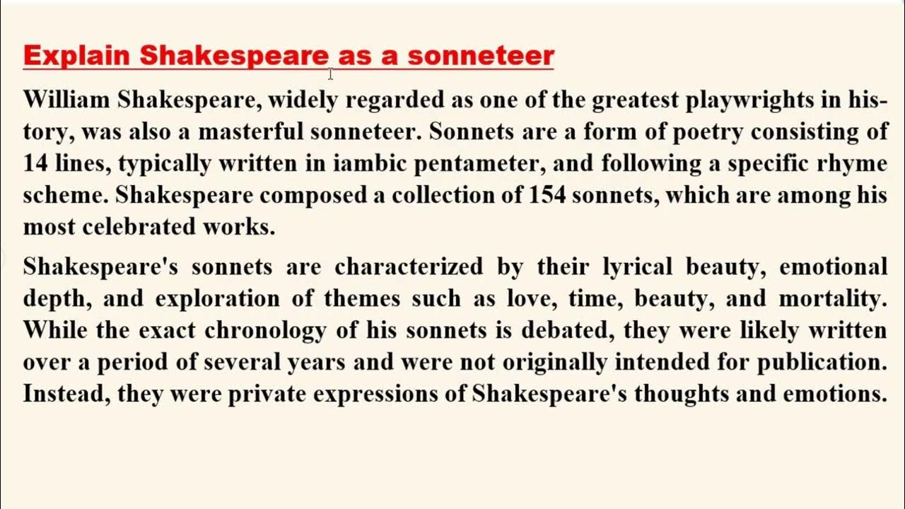explain-shakespeare-as-a-sonneteer-shakespeare-as-a-sonneteer-youtube