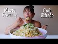 Creamy Crab Fettuccine Alfredo MUKBANG | High Protein + Lower Fat Version!