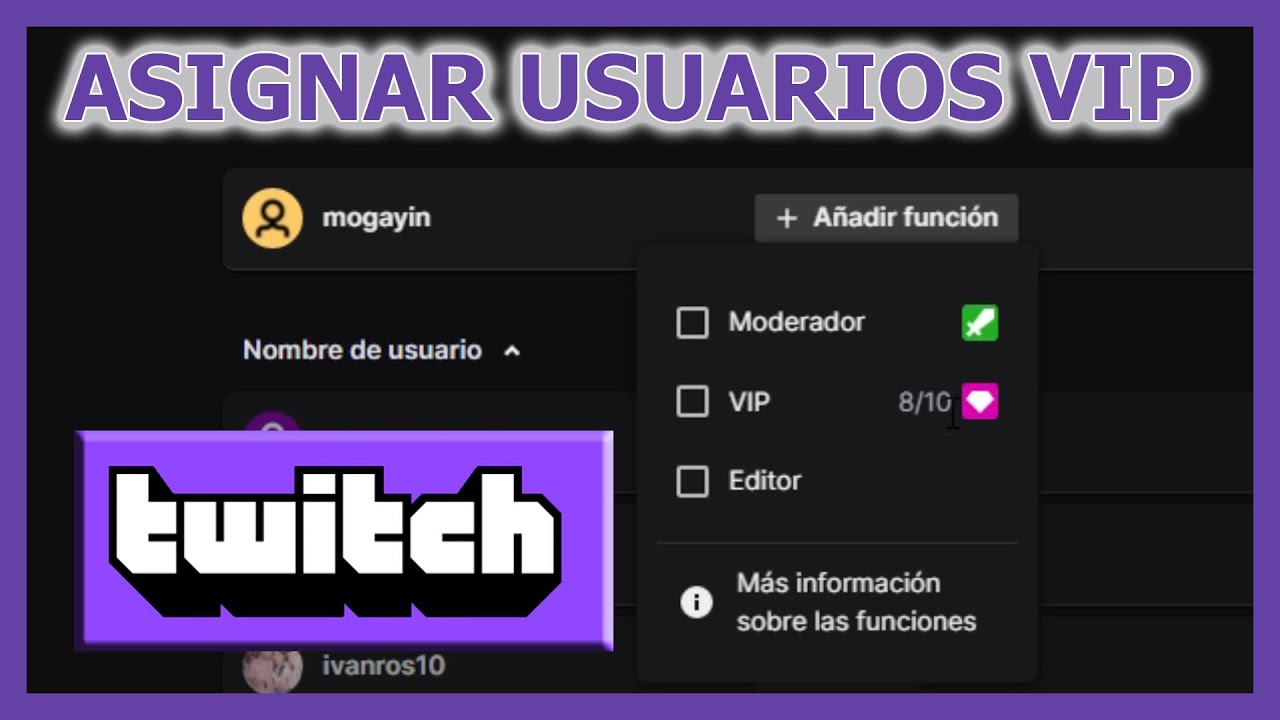💎 Como Asignar Usuarios VIP en tu Chat de Twitch 2022 💎 (También Moderadores y Editores) YouTube