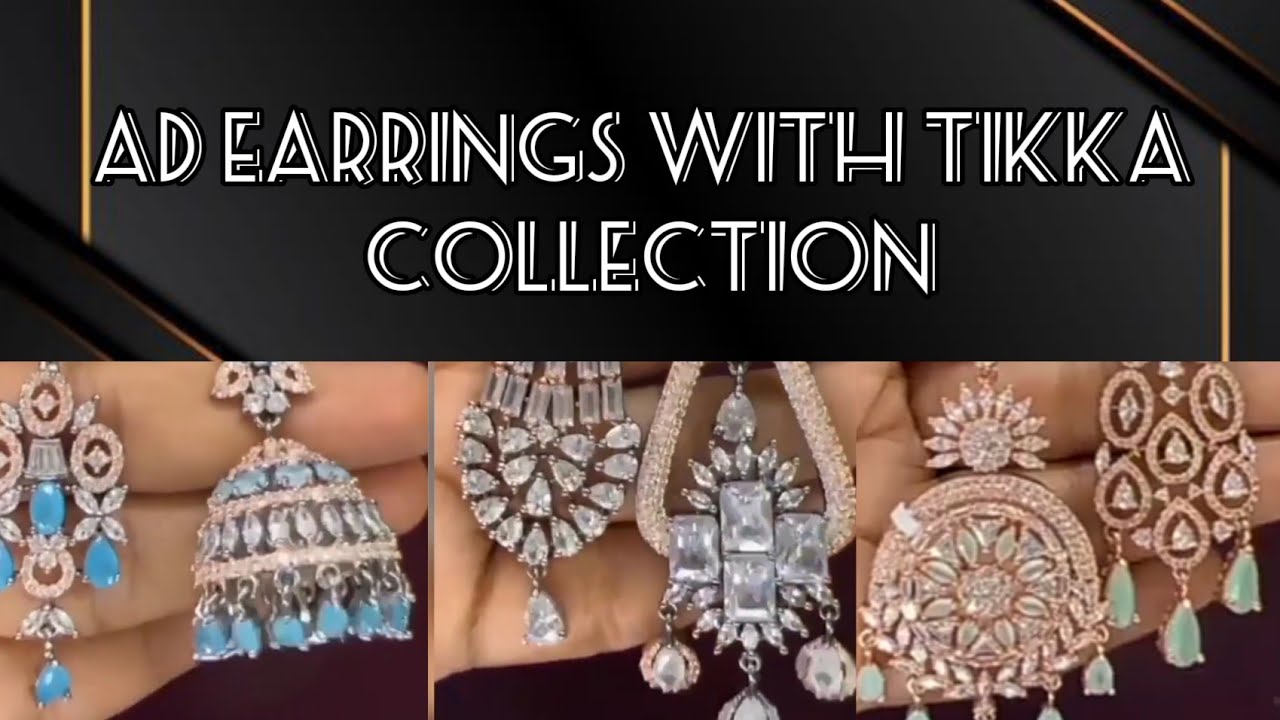 Beautiful AD earring with tikka collection.AD earring with tikka set avail @hami_jewelsclutch7592