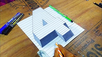 Draw a Number Four (4) on Line Paper 3d Trick Art.