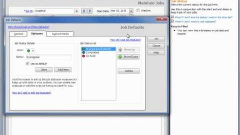 Job Status Indicators Tutorial: Sage Peachtree