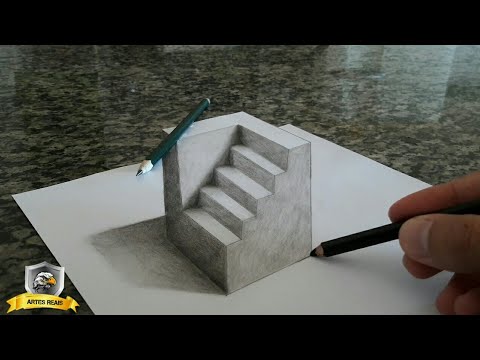 Como desenhar escada em 3D | How to draw ladder in 3D - YouTube