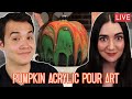 Making Pumpkin Acrylic Pour Art Live