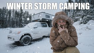 Winter Storm | Taking Shelter In My Truck Camper #winter #vanlife #camping