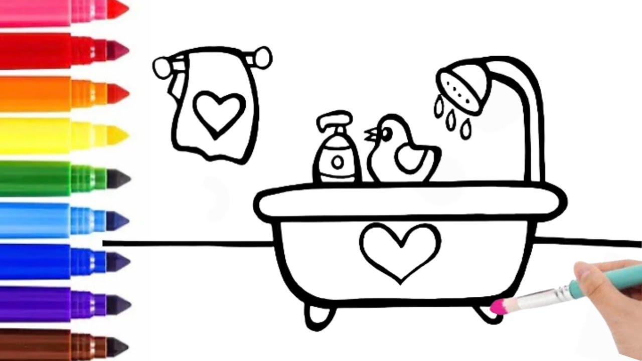 COMO DESENHAR UM BANHEIRO | DESENHAR E PINTAR PASSO A PASSO - YouTube