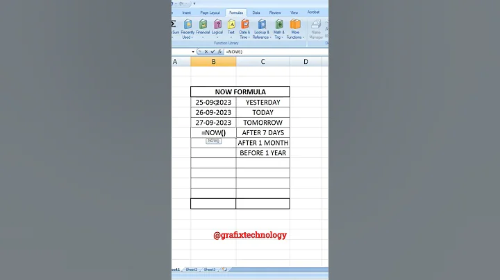 Now Formula Use in Excel #shorts #short #viral #trending #reels  @GrafixTechnology ​