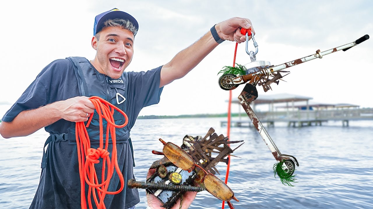 PROCURANDO TESOUROS no LAGO com IMÃ POTENTE *Pesca Magnética* - YouTube