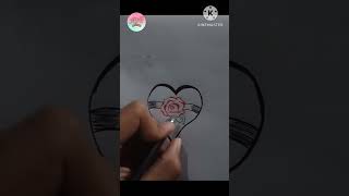 easy flower drawing/learn rose drawing from heart/simple drawing #shorts
