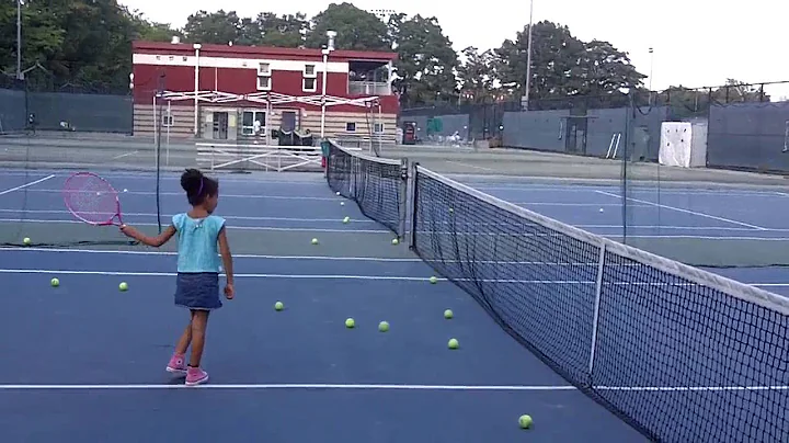 Gabrielle playing tennis in Brooklyn