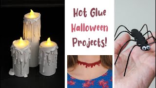 3 X Hot Glue Halloween DIYs | Easy Faux Candles, Spooky Choker & Spider Ornaments | Quick Decor