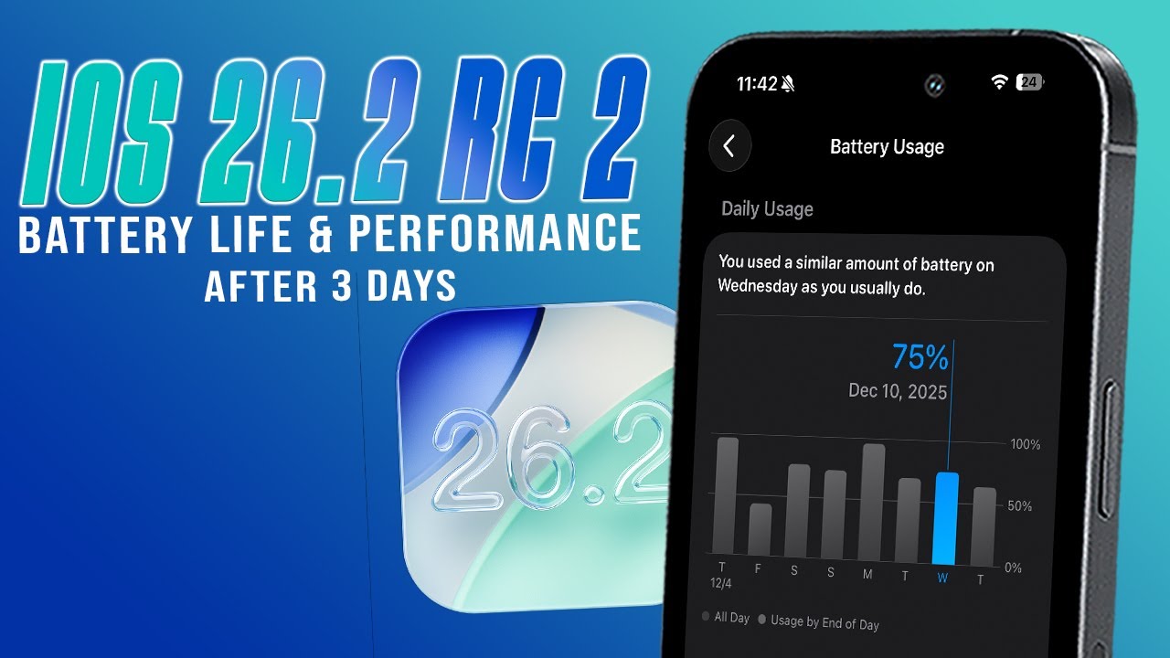 iOS 26.2 RC 2 Battery Life, Performance (After 3 Days) - YouTube