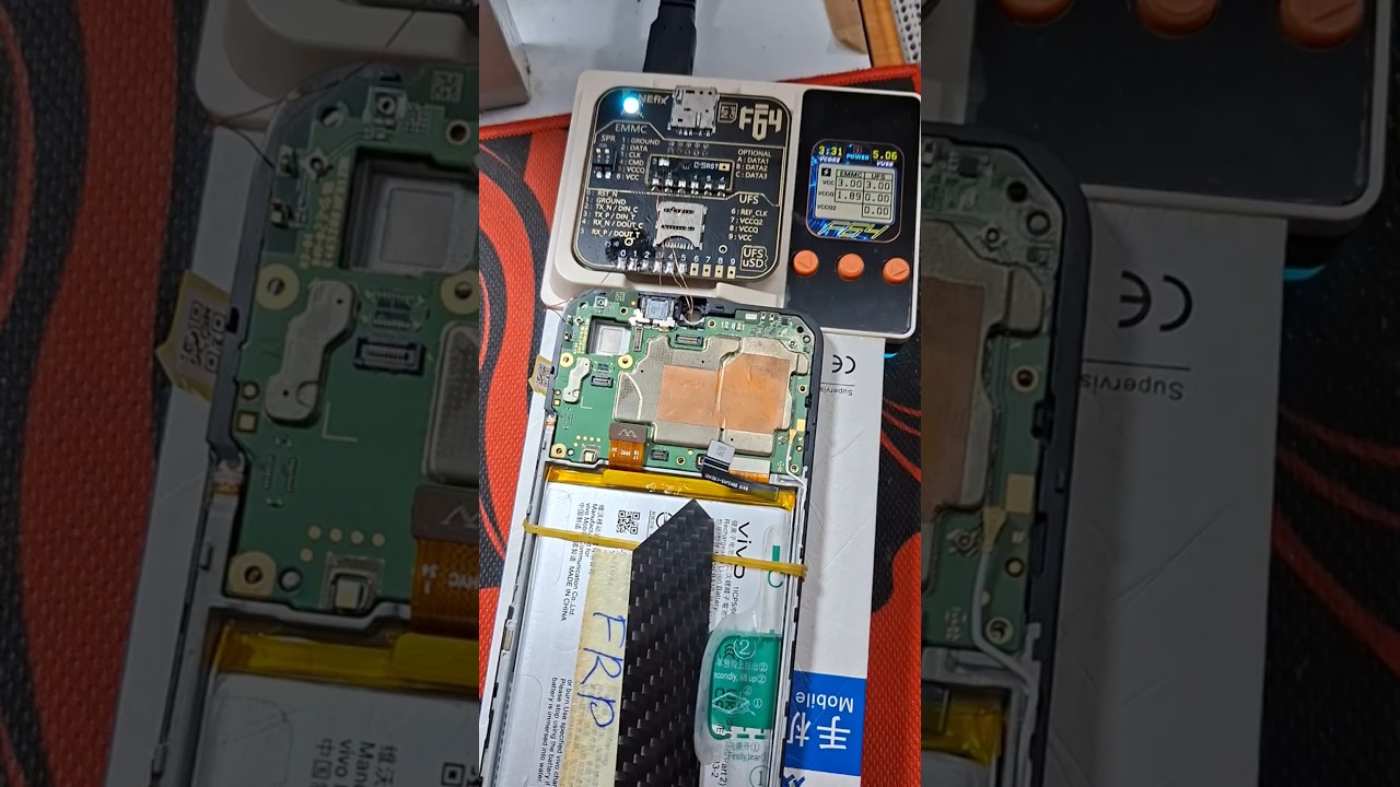 Vivo Y17s V2310 isp EMMC only 4 pinout Dat0,Cmd,Clk,GND connect Read Dump Speed 5.5mb/s By F64