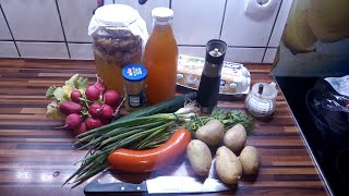 Окрошка на домашнем квасе. Легко, просто вкусно!!