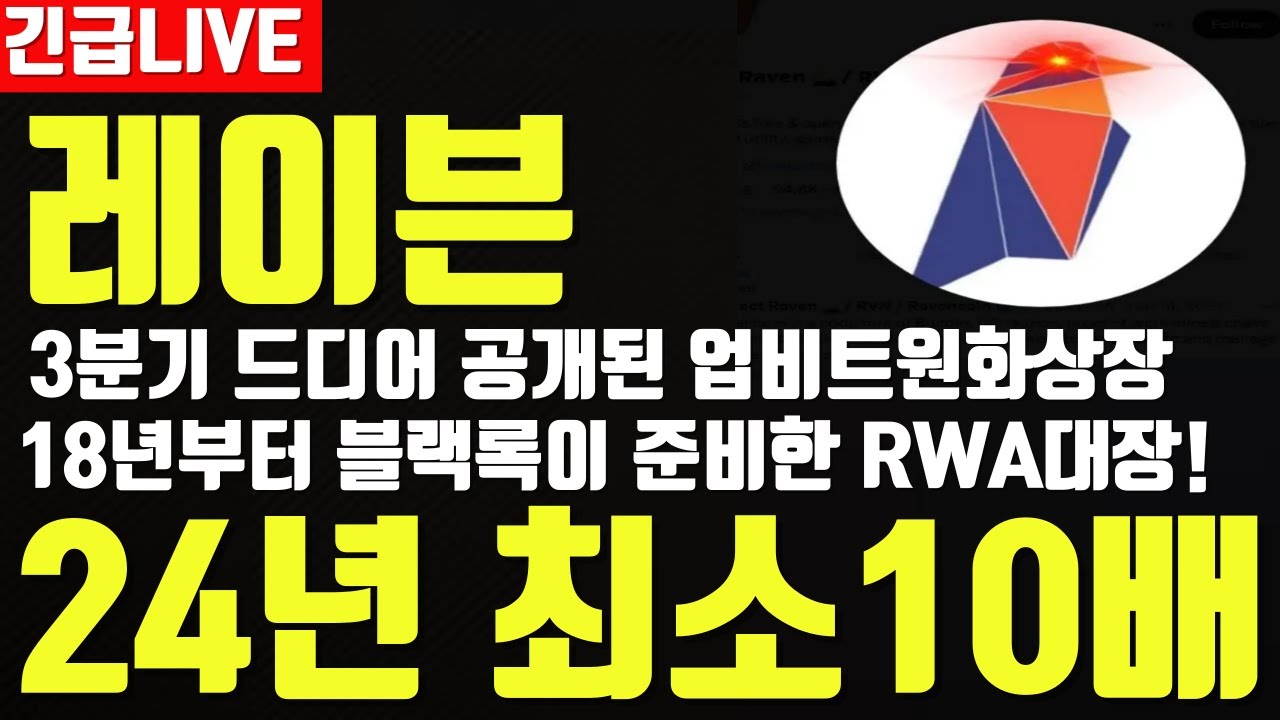 레이븐코인(RVN) 3분기 드디어 공개된 업비트원화상장 일정!? 18년부터 블랙록이 준비한 RWA대장코인! - YouTube