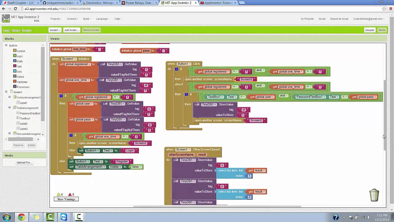 AppInventor-More on Logins