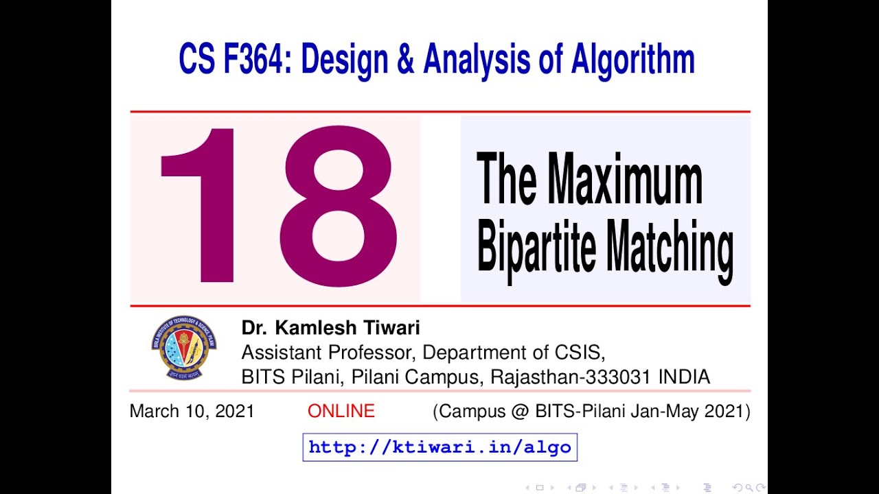 DAA-Lecture-18: The Bipartite Matching Problem - YouTube