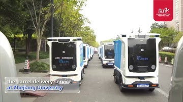 Delivery robot working hard for the double 11 shopping festival
