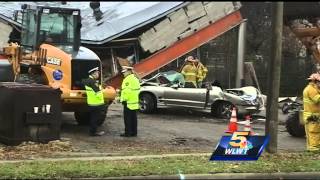 2 dead, 1 injured after car crashes into building, building collapses