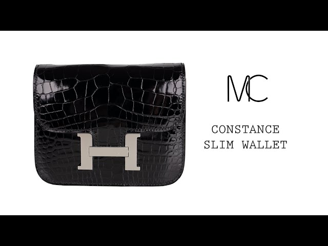 Hermes Constance Slim Wallet Black Alligator Waist Belt Bag Palladium  Hardware