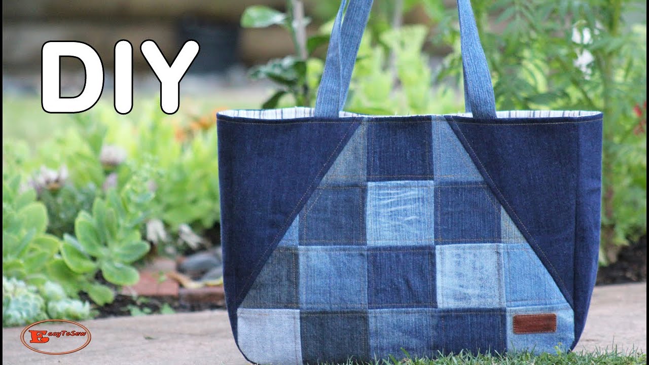 How To Sew A Patchwork Jean Tote Bag