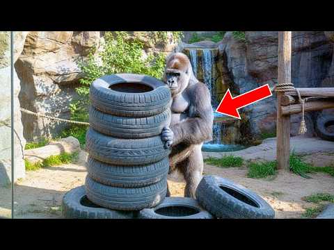 Gorilla Kept Stacking Tires Every Morning, Then His Caretaker Finally Figured Out Why