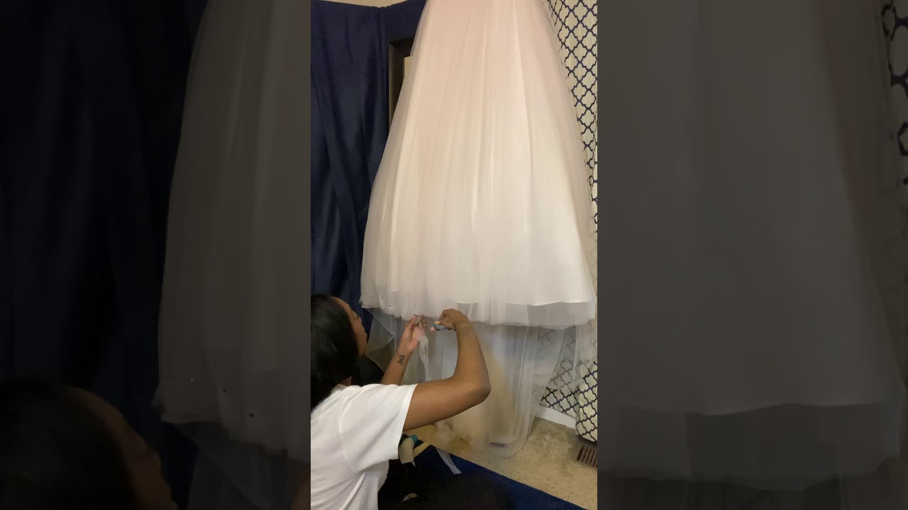 Wow 🤗 Cut Off Train of Wedding Gown Tulle Hem