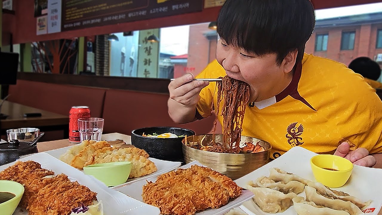 오전에 돌솥비빔밥,냉면,치즈돈까스,튀김만두,갈비만두 시원하게 먹방!! [ Korean food Mukbang ]