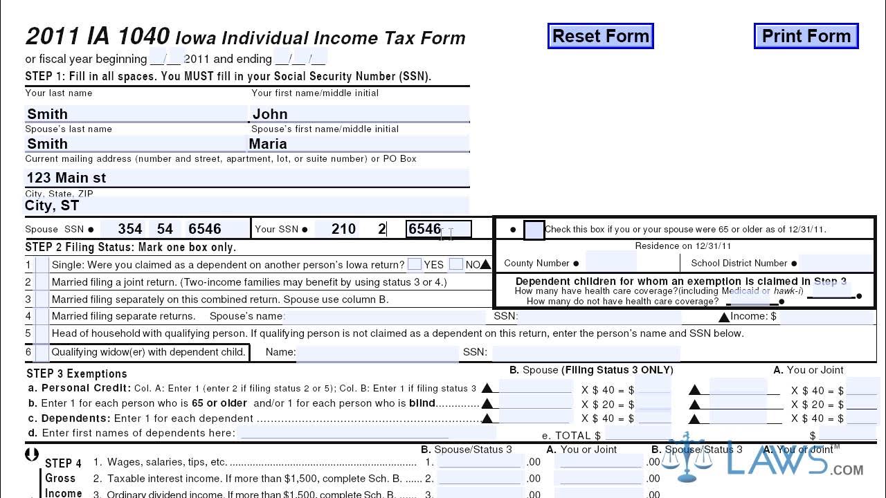 form ia 1040 iowa individual income tax form