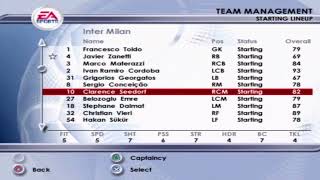 FIFA 2002 Inter Milan Overall Player Ratings
