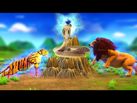 नागमणि हीरे के साथ शेर पर बाघ का बदला Tiger's Revenge on Lion With Nagamani Diamond Hindi Kahaniya