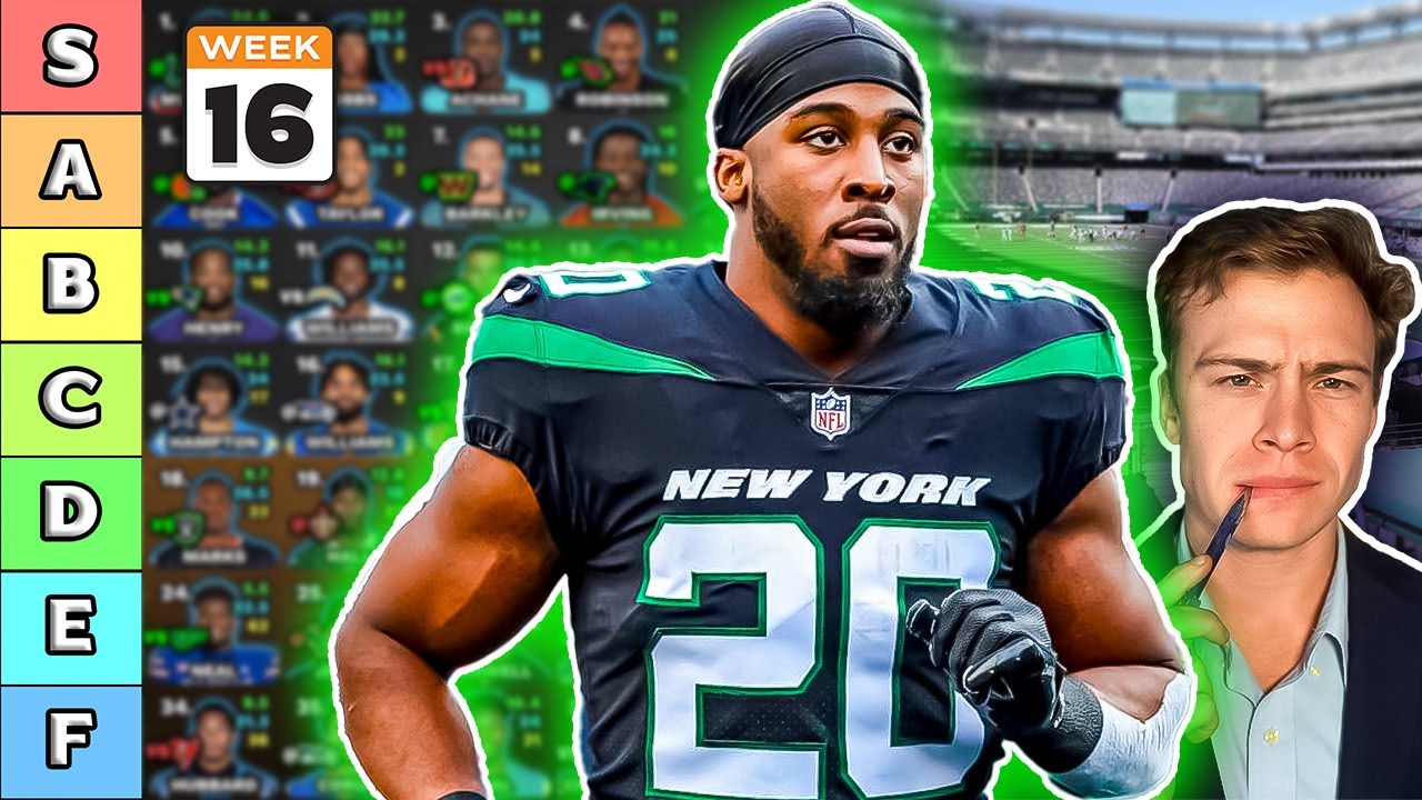 Top 40 Running Back Rankings & Tiers - Week 16 Fantasy Football artwork