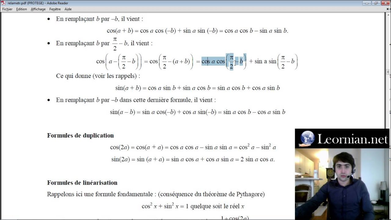 formules trigonometriques demonstration