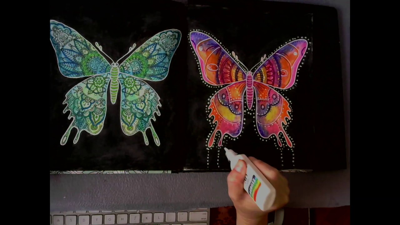 FASTER VERSION neon butterfly daydremas coloring book hanna karlzon adult coloring