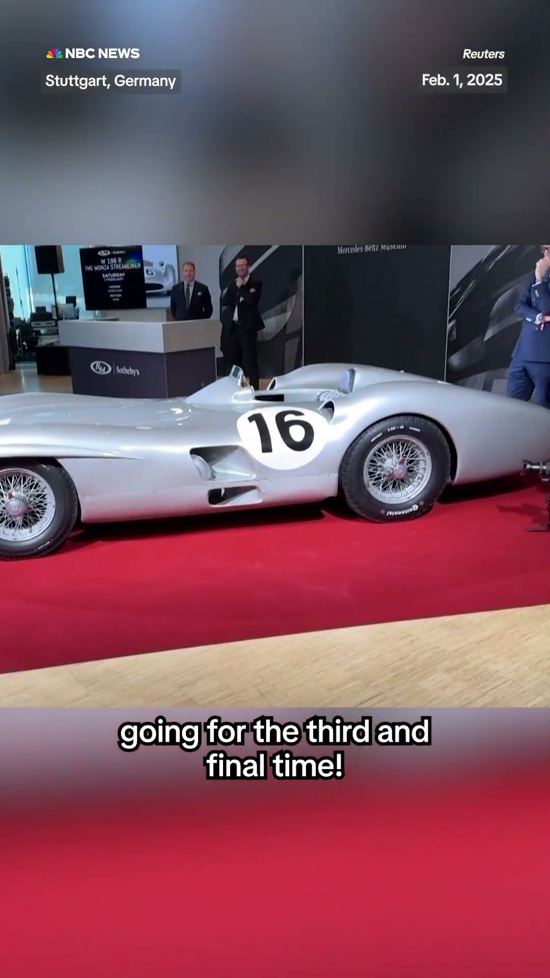 A streamlined 1955 Mercedes Formula One racer sells for $53M