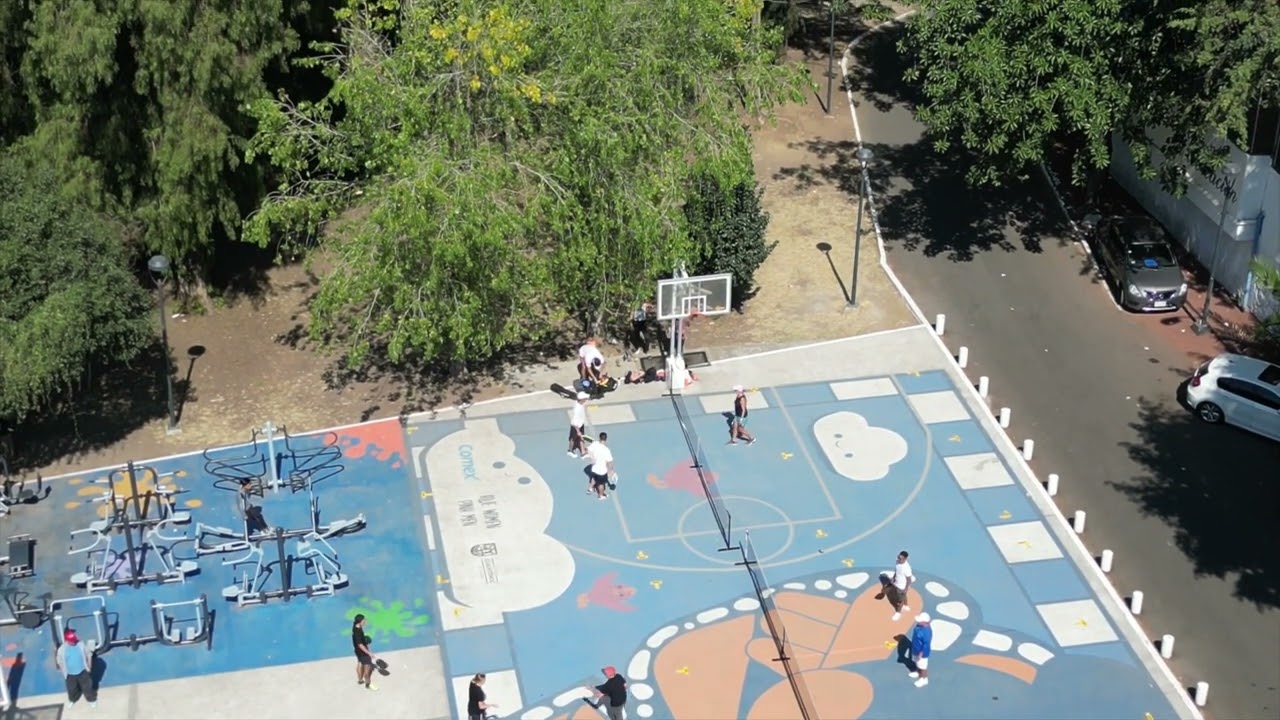 Roma Norte, CDMX, Mexico Ramon Lopez Velarde Garden Pickleball Drone - When Space is at a Premium!