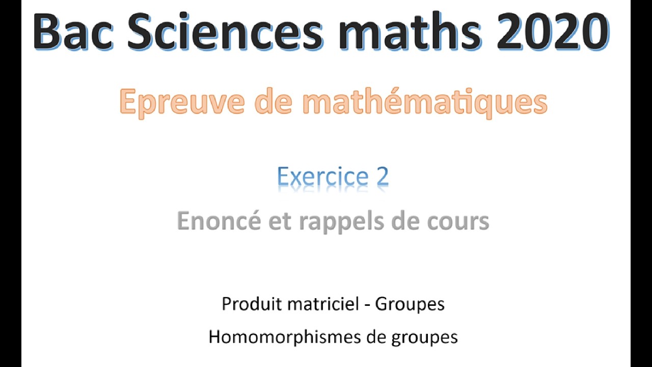 Exercice 2 Bac sc math Enonce cours 1