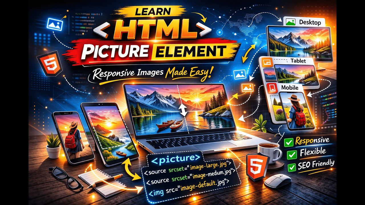 Html Pictuer HTML Picture Element Explained in Hindi Urdu | Learn Responsive Images ...