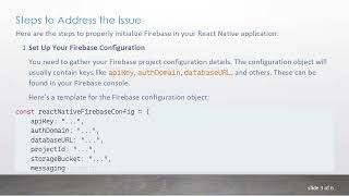 Resolving The Firebase Error No Firebase App Default Has Been Created In React Native