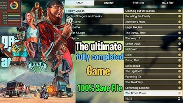 100% COMPLETE SAVE GAME IN GTA 5 | ALL MISSIONS COMPLETED | COMPLETE MAP | GTA 5 Mods