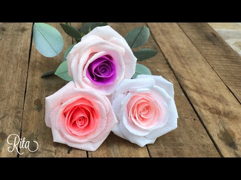 Video Crepe paper (mix color) rose tutorial | Cách Làm Hoa... - youtube