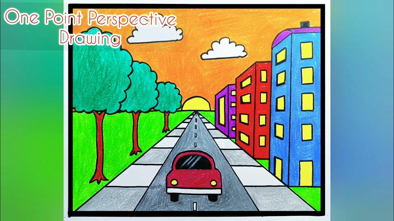 Easy One Point Perspective Drawing - 1 Point Perspective Drawing - YouTube