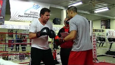 Dominic Purcell and Izaak Smith in the boxing ring...