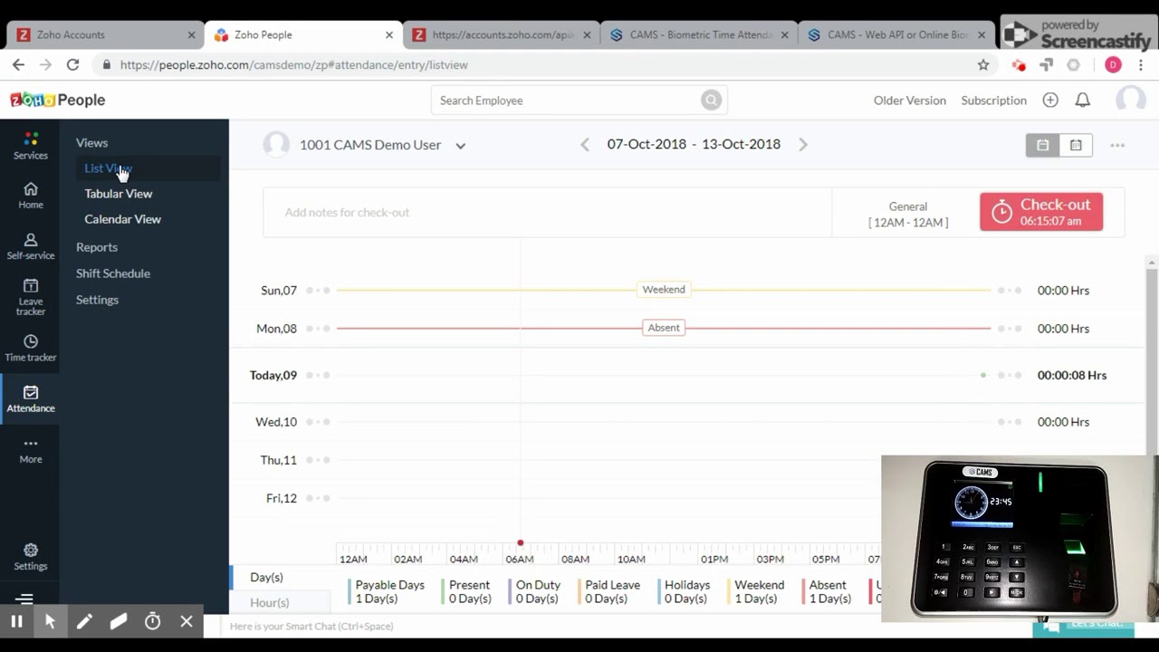 Zoho Attendance Integration With Biometric Attendance System (No desktop support)