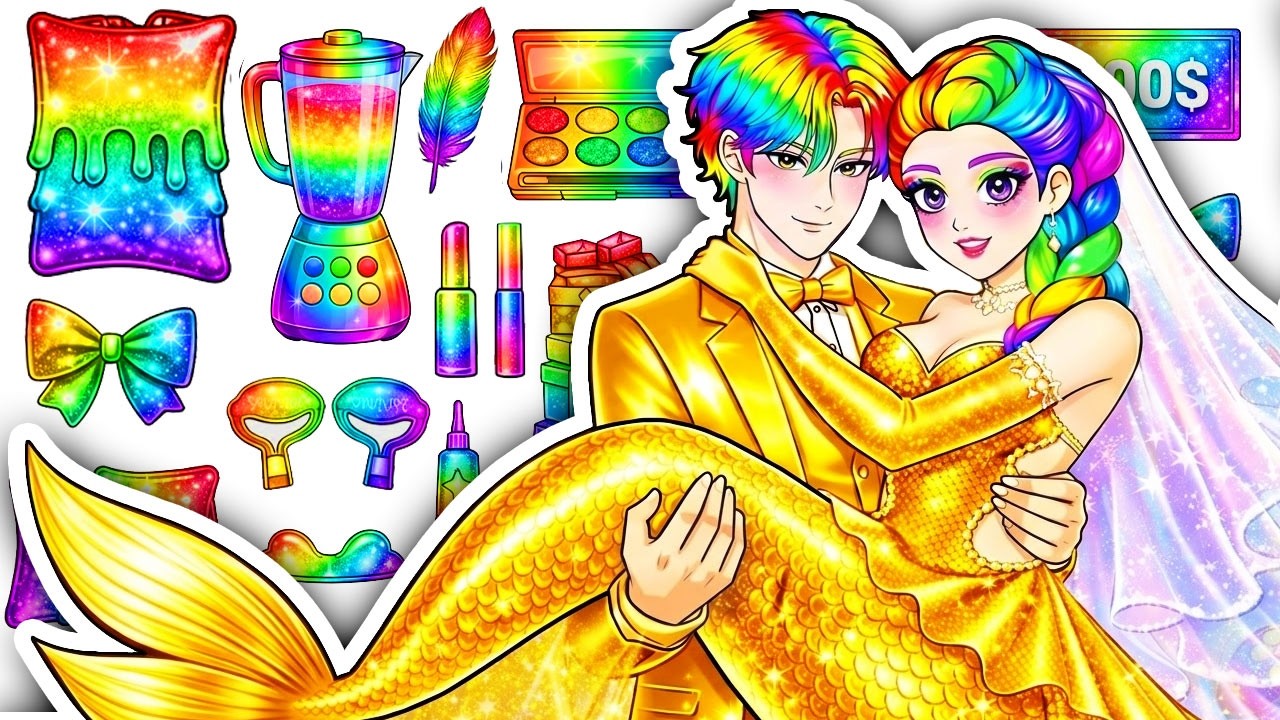 🌸Paper DIY🌸KPOP DEMON HUNTERS Couple Rumi x Jinu Colorful Hair Glow Up Skincare + Makeup Makeover 💄