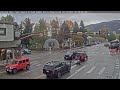 SeeJH.ai: Cloudy Sunrise Timelapse at Jackson Hole Broadway Town Square - October 14, 2025
