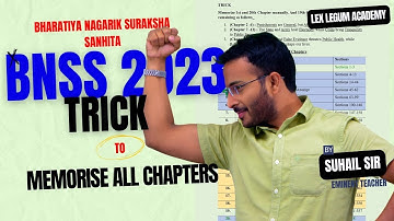 Bharatiya Nagarik Suraksha Sanhita | Trick to memorise all Chapters | CRPC | Fee Pdf