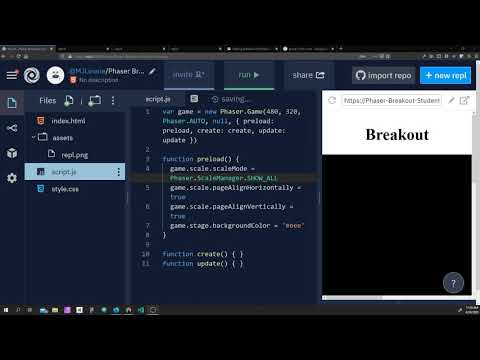 JavaScript Phaser Breakout Part 2 (Setting Up Canvas)